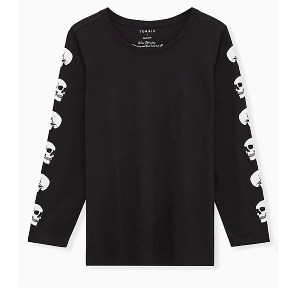 Torrid Skull Head Long Sleeve Slim Fit Tee - Picture 3 of 7
